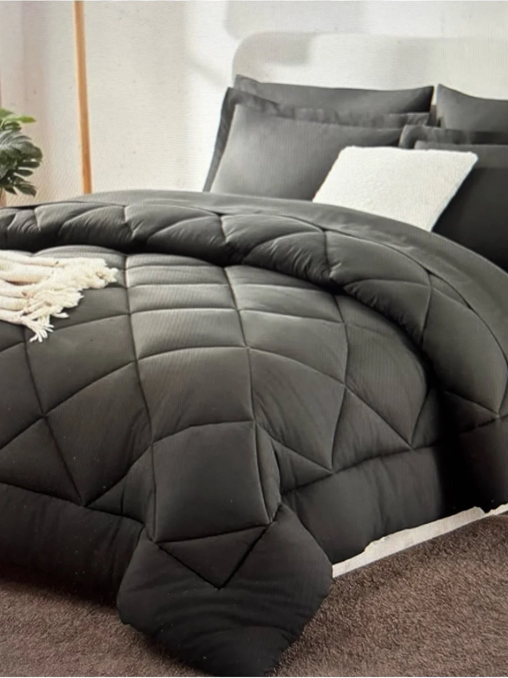 Plush Quilted Comforter Set in Charcoal Gray - Soft Everyday Bedding